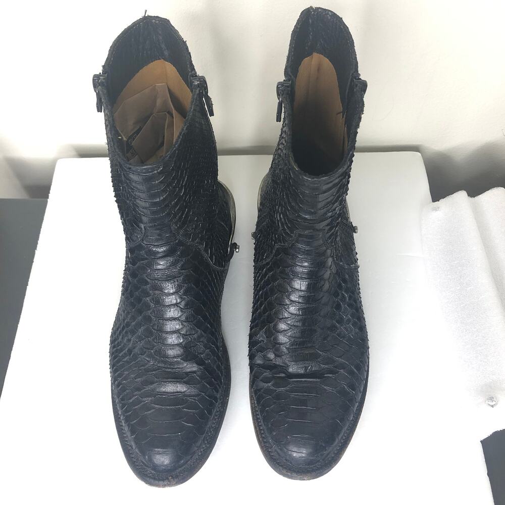 Lucchese Bootmaker Python Exotic Leather Black Sh… - image 5